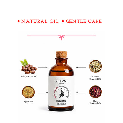 Natural Baby Massage Oil – Moisturizing Body Oil with Rose & Jasmine