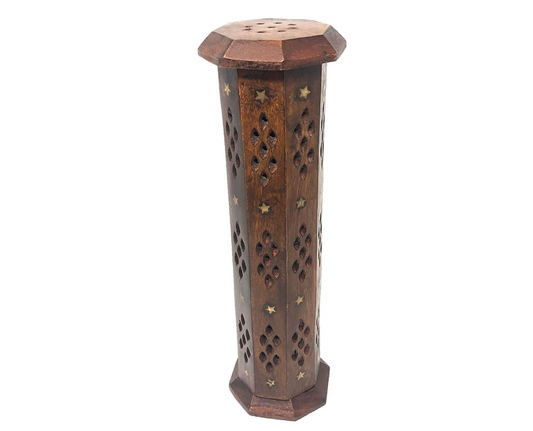 Wooden Tower Incense Holder | Hexagonal Shape